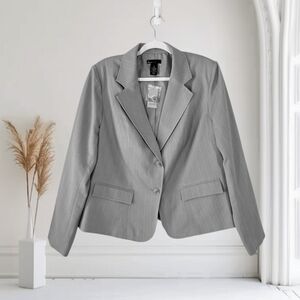 Lane Bryant Light Gray Striped Button-Up Career Blazer Jacket Size 20 NWT